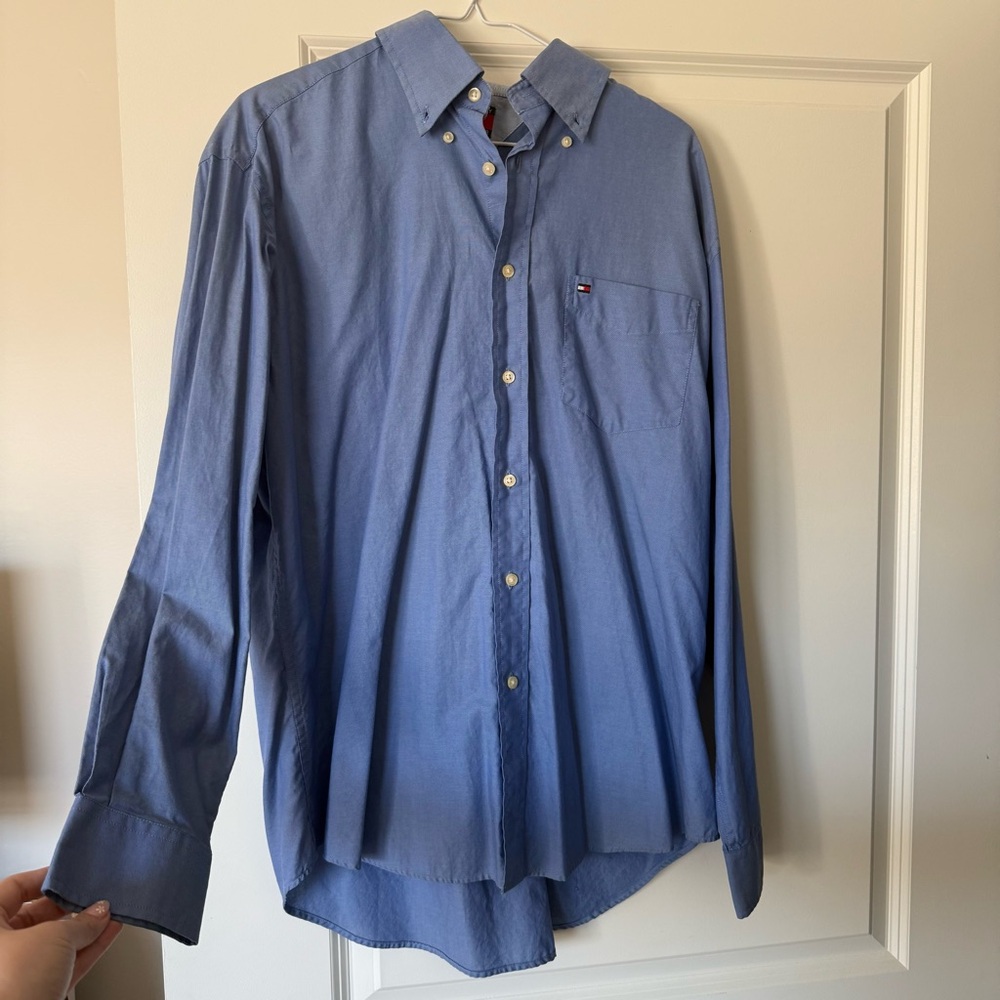 Tommy Hilfiger Men's Blue Button-Down Dress Shirt